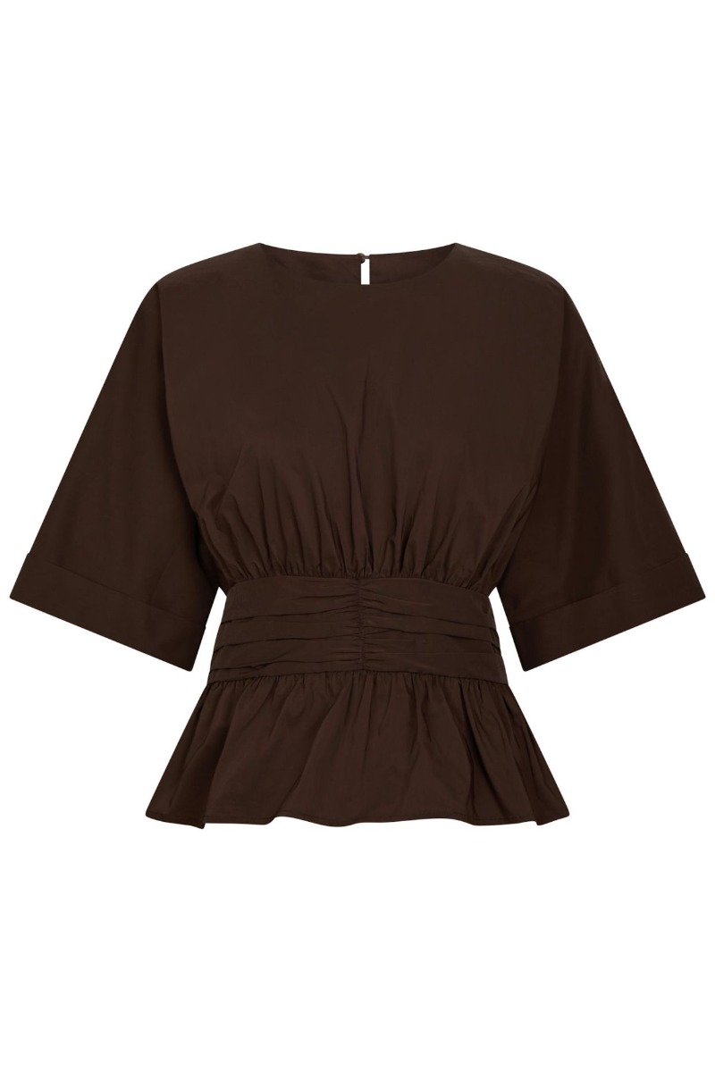 Neo Noir – Top – Annegret Poplin Blouse – Chocolate Brown
