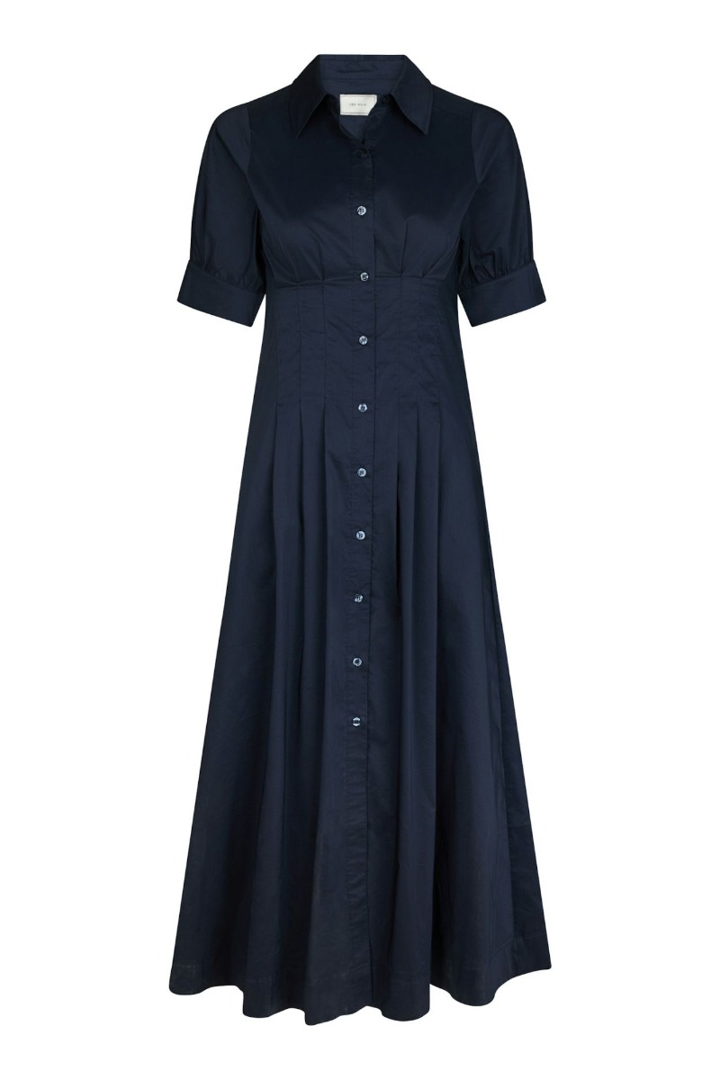 Neo Noir Kjole Baia Poplin Dress Navy