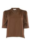 Continue - Bluse - Moe V Neck Satin - Brown