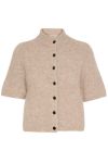 Gestuz - Cardigan - AlphaGZ ss short cardigan - Warm Sand Melange