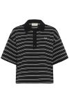 Gestuz - T-shirt - GZpilova polo tee - Black White striped