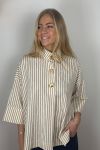 Continue - Bluse - Klara high neck 3/4 stripe - Brown stripe