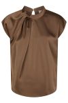 Neo Noir - Top - Fleur Drapy Satin Blouse - Dusty Brown