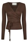 Neo Noir - Bluse - Nia Jersey Wrap Blouse - Chocolate Brown