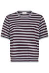 Neo Noir - T-shirt - Missy Stripe Knit Tee - Wine