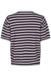 Neo Noir - T-shirt - Missy Stripe Knit Tee - Wine
