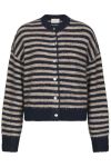 Neo Noir - Cardigan - Isana Stripe Fluffy Knit Cardigan - Navy striped
