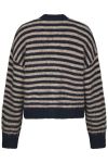 Neo Noir - Cardigan - Isana Stripe Fluffy Knit Cardigan - Navy striped
