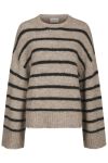 Neo Noir - Strik - Roeme Fluffy Stripe Knit - Beige Melange