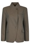 Neo Noir - Blazer - Nerine Pinstripe Blazer - Dark Taupe
