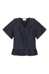 Sisters Point - Bluse - Veima-SS - Navy Pinstripe 