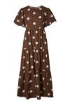 YAS - Kjole - Colea SS Ankle Dress - Pinecone Ecru polka dots (Levering midt juni)