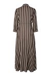 Y.A.S - Kjole - Savanna Long Shirt Dress - Chocolate Brown Thin Ecru Stripe