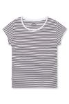 Mads Nørgaard - T-shirt - Fine Jersey Stripe Teasy Tee - Turkish Coffee/Brilliant White