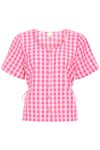 Ichi - Top - Felica SS - Very Berry/Pink Check (Levering midt april)