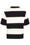 Ichi - T-Shirt - Luls Polo SS - Wide Stripe Black Cloud Dancer 