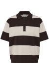 Ichi - T-shirt - Luls Polo SS - Wide Stripe Chocolate Torte