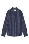 Mads Nørgaard - Kjole - Peach Poplin YD Shelly Shirt - Pinstripe/Sky Captain