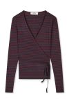 Mads Nørgaard - Bluse - 2x2 Cotton Stripe Susi LS Top - Sky Captain/Winetasting 