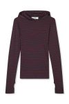 Mads Nørgaard - Bluse - 2x2 Cotton Stripe Tutti Hood - Sky Captain/Winetasting