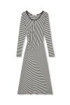 Mads Nørgaard - Kjole - 2x2 Cotton Stripe Severa Dress - Black/Vanilla Ice