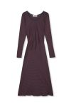 Mads Nørgaard - Kjole - 2x2 Cotton Stripe Severa Dress - Sky Captain/Winetasting 