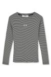 Mads Nørgaard - Bluse - 2x2 Cotton Stripe Tuba Tee LS - Black/Vanilla Ice (Levering slut november)