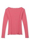 Mads Nørgaard - Bluse - 2x2 Cotton Stripe Siri Top - Fairy Tale/Goji Berry (Levering slut november)