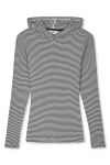 Mads Nørgaard - Bluse - 2x2 Cotton Stripe Tilla Hood - Black/Vanilla Ice