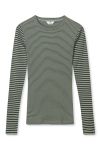 Mads Nørgaard - Bluse - 2X2 Cotton Stripe Tuba Tee Ls - Sea Spray/Black