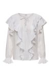 JDY - Bluse - Beth L/S Frill Top - Cloud Dancer