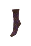 JDY - Strømper - Glima Argyle Socks - Coffee Bean Sassafras Argyle + Chalk Pink Stripe