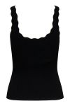 JDY - Top - JDYNanna S/L Scallop Edge Top Knit - Black W. Cloud Dancer Contrast 