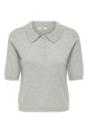 JDY - T-shirt - Bodil S/S Collar Pullover - Light Grey Melange
