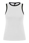 Pieces - Top - May Boxer Tank Top - Bright White/Black Contrast