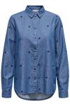 JDY - Skjorte - Love L/S Embr Shirt - Medium Blue Denim/Heart Emb