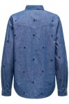 JDY - Skjorte - Love L/S Embr Shirt - Medium Blue Denim/Heart Emb