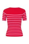 A-View - T-shirt - Rib Stripe Short Sleeve Top - Rose/Red