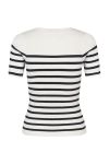 A-View - T-shirt - Rib Stripe Short Sleeve Top - White/Navy