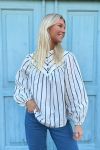 A-View - Bluse - Lizzy Blouse - White/Navy Stripe