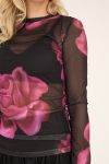 A-View - Bluse - Silke Blouse - Black/Pink