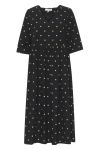 A-View - Kjole - Sassi Midi Dress - Black With Green Dots
