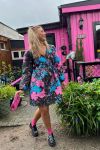 A-View - Kjole - Veli Dress - Black/pink/blue