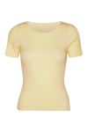 A-View - T-shirt - Rib Knit Short Sleeve Top - Pale yellow