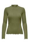 JDY - Bluse - Fransiska L/S HI-NCK Top - Olive Branch