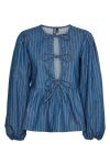 Pieces - Bluse - PC Amilda LS Tie top - Medium Blue Denim 