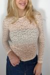 Continue - Bluse - Alberte Lace r Neck - Off White
