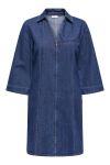JDY - Kjole - Sally Zip Stitch 3/4 Dress - Dark Blue Denim