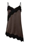 Pieces - Top - Ariel Assymetric Lace Top - Hot Fudge Black lace (Levering midt april)