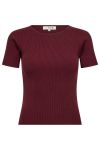 A-View - T-shirt - Rib Knit Short Sleeve Top - Burgundy
